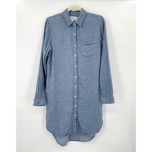 Trovata Birds Of Paradis Womens Medium Blue Tunic Button Down Shirt Dress